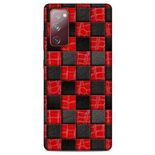 Samsung Galaxy S20 Fe Kılıf Patchwork (47) Crystal Flex Kılıf Siyah Kırmızı