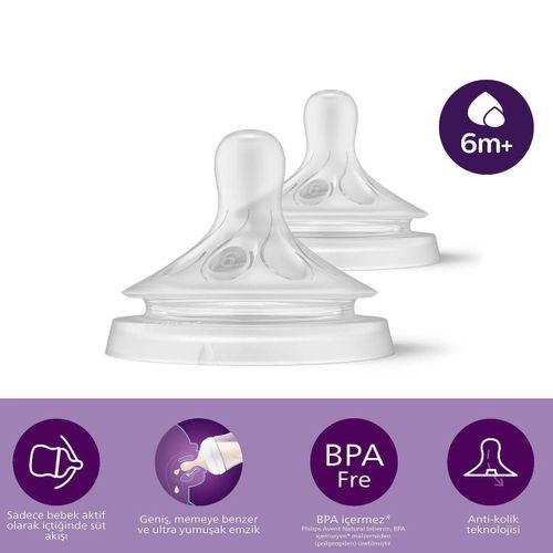 Philips Avent Philips Avent Doğal Tepkili Natural Response 2'Li Biberon Emziği No:6 6+ Ay