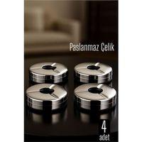 Kapaklı Paslanmaz Kare Küllük - Kapaklı Metal Kül Tablası - Kafe Küllüğü Restoran Küllüğü Masaüstü Küllük 4 adet 718943