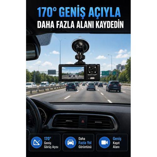 Wifi Destekli Araç İçi Kamera Çift Kameralı Full Hd 1080p 170° Geniş Açılı Araç Kayıt Kamerası