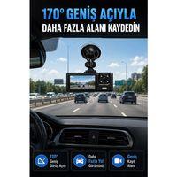 Wifi Destekli Araç İçi Kamera Çift Kameralı Full Hd 1080p 170° Geniş Açılı Araç Kayıt Kamerası