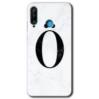 Huawei P30 Lite Kılıf HD Desen Baskılı Arka Kapak - Beyaz Mermer Desenli Ö Harfi + Kırılmaz Cam