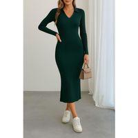 Kadın Uzun Kollu Yakalı Triko Elbise