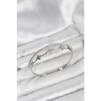 Pirinç Gümüş Renk Çiçek Model Kadın Bileklik