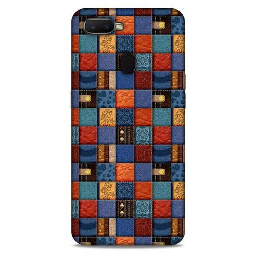 Oppo Ax7 Kılıf Patchwork (16) Kalın Kılıf Turuncu Mavi