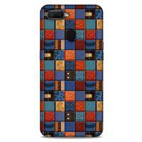 Oppo Ax7 Kılıf Patchwork (16) Kalın Kılıf Turuncu Mavi