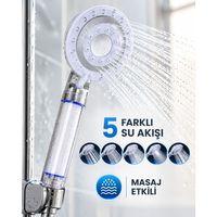 Masaj Etkili Filtreli Duş Başlığı 5 Fonksiyonlu Yağmur Sis Geniş Su Akışı
