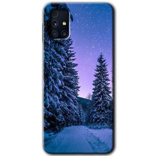 Samsung Galaxy M31s Kılıf Baskılı Kapak - Kış Manzarası + 5D Tam Kaplayan Cam