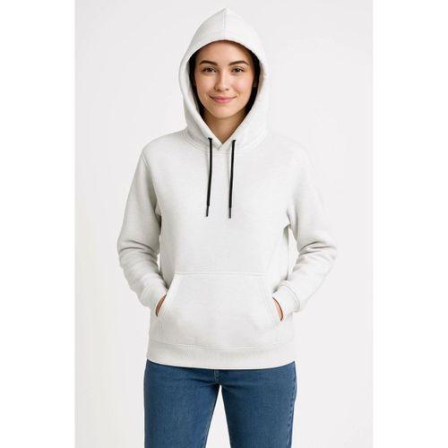 Üç İplik Kapüşonlu Kanguru Çepli SweatShirt Hoodie - Beyaz