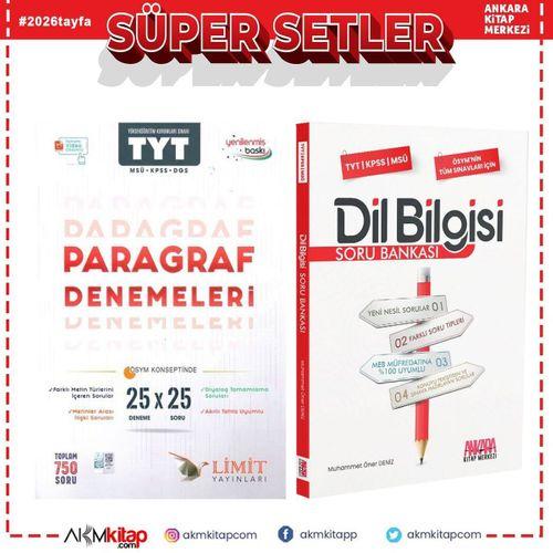 Limit Yayınları TYT MSÜ KPSS DGS Paragraf Deneme ve AKM Dil Bilgisi Soru Bankası Seti 2 Kitap