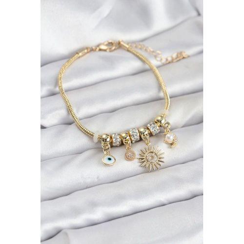 Pirinç Gold Renk Güneş Charmlı Kadın Bileklik