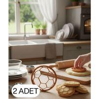 2Li Top Desenli Yuvarlak Kurabiye Kalıbı Hamur Kesici Şeker ve Oyun Hamuru İçin 6.5 cm