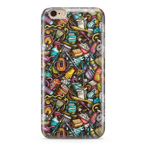 Apple iPhone 6 6s Kılıf Temizlik Malzemeleri Doodle Arka Kapak Koruma Desenli Full Koruyucu