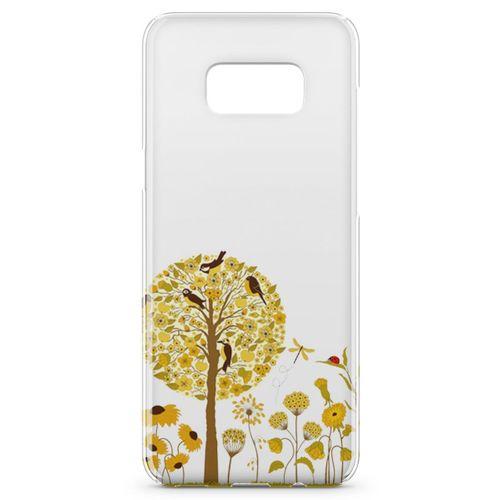 Samsung Galaxy S8 Plus Kılıf Sarı Ağaç Ve Kuşlar Arka Kapak Koruma Desenli Full Koruyucu