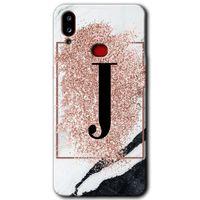 MRCİLETİSİM Samsung Galaxy A10s Kılıf Baskılı Kapak - Pembe Mermer Desenli J Harfi +Tam Kaplayan Mat Seramik