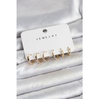 Gold Renk Pirinç 3 Çift Kadın Küpe Seti