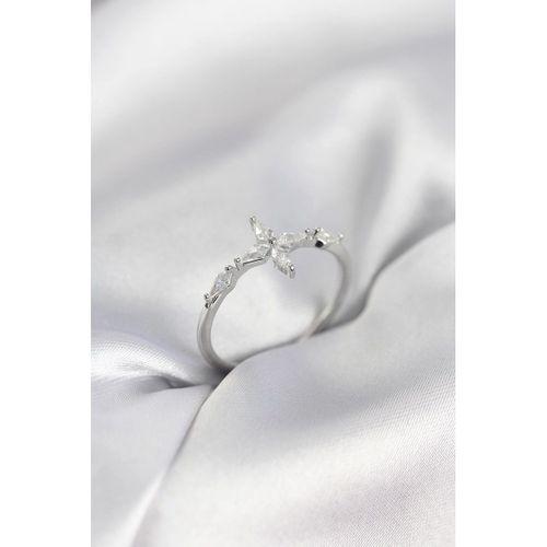 Yıldız Model Zirkon Taşlı Gümüş Renk Kadın Yüzük