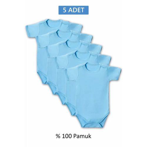 Mavi Yarım Kol Body Zıbın 2-7 YAŞ Çocuklar İçin (5 ADET) Alttan Çıtçıtlı Özel Gereksinimli