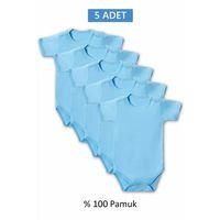 Mavi Yarım Kol Body Zıbın 2-7 YAŞ Çocuklar İçin (5 ADET) Alttan Çıtçıtlı Özel Gereksinimli