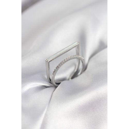 Gümüş Renk Sedefli Zirkon Taşlı 2'li Kadın Yüzük