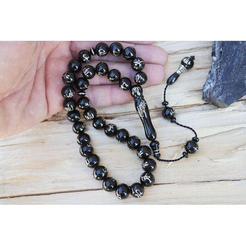 Oltu Taşı ALLAH MUHAMMET  Arapça El İşçiliği Tespih