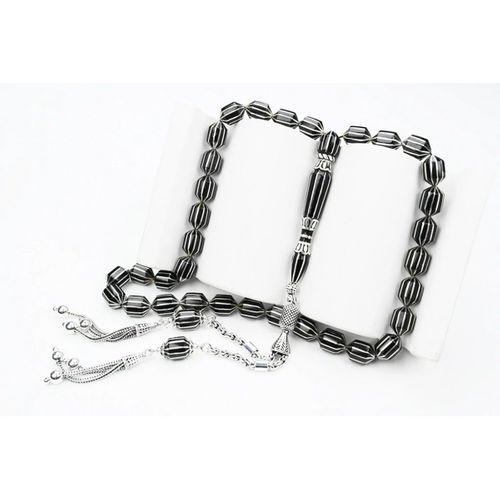 Oltu Taşı Traşlı Kesme On İkili Karpuz  Dilim İşlemeli Tespih