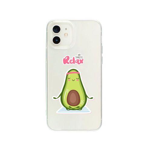 iPhone 12 Relax Avocado Desenli Premium Şeffaf Silikon Kılıf