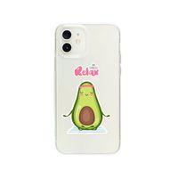 iPhone 12 Relax Avocado Desenli Premium Şeffaf Silikon Kılıf
