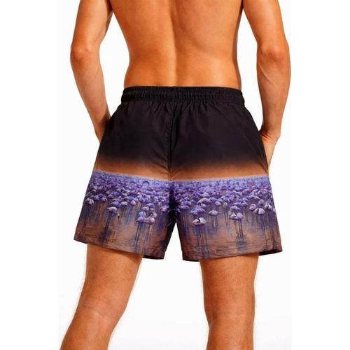 Erkek Deniz Şortu Fermuarlı Cepli File Astarlı Hızlı Kuruyan Premium - Siyah