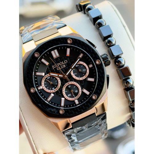 JG.Polo Club Çelik Kordon 2 Yıl Garantili 5 Atm Suya Dayanıklı Erkek Kol Saati+Bileklik 04414.5