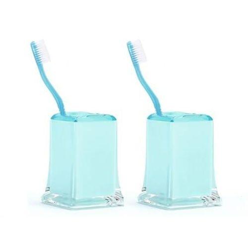 2 Adet Diş Fırçalık Buz Mavisi Akrilik 6X6X11Cm Banyo Seti