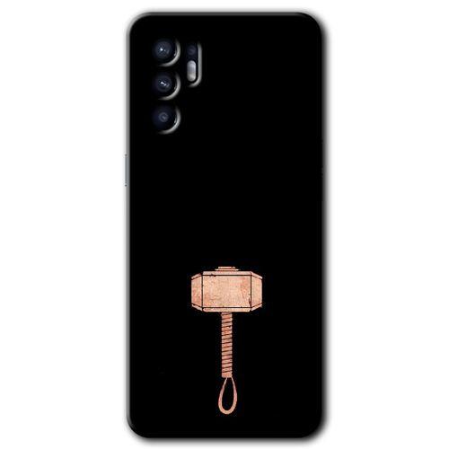 OPPO Oppo Reno 6 Kılıf HD Desen Baskılı Arka Kapak + Temperli Cam - Thor Çekiç