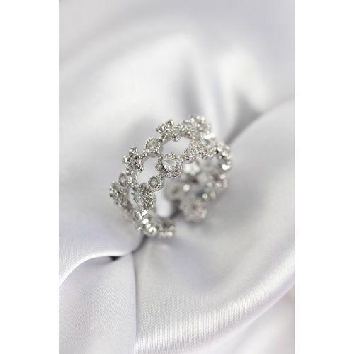 Zirkon Taşlı 2'li Model Gümüş Renk Kadın Yüzük