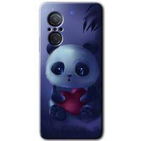 MRCİLETİSİM Huawei Nova 9 SE Kılıf HD Desen Baskılı Arka Kapak+Temperli Cam - Bebek Panda