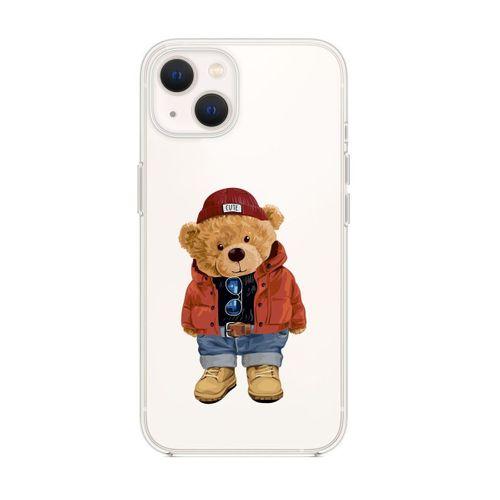 iPhone 13 Uyumlu Teddy Bear Desenli Kamera Lens Korumalı Premium Silikonlu Şeffaf Kılıf