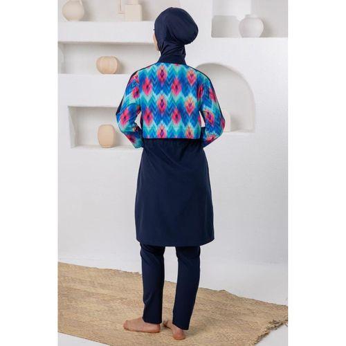 Adasea 261212 Lacivert Jasmin Spor Lycra Uzun Kollu Tesettür Mayo