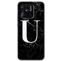 Redmi 10C Kılıf HD Desen Baskılı Arka Kapak - Siyah Mermer Desenli U Harfi