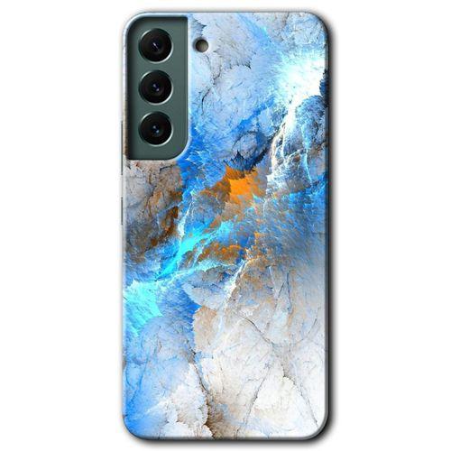 MRCİLETİSİM Samsung Galaxy S22 Plus Kılıf HD Desen Baskılı Arka Kapak + Temperli Cam - Mavi Buzul