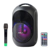 Shile SL-2018A El Mikrofonlu-Kumandalı USB/SD/BT Işıklı Taşınabilir Şarjlı Seyyar Anfi