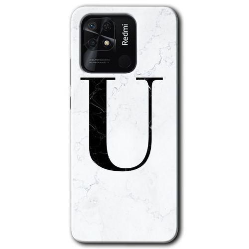 Xiaomi Redmi 10C HD Baskılı Kılıf + 9D Tam Ekran Koruyucu - Beyaz Mermer Desenli U Harfi