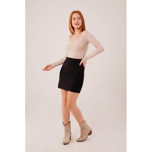 Geniş Yaka Krem Basic Body Bluz