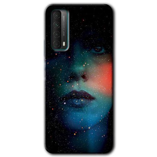 Huawei P Smart 2021 Kılıf Baskılı Kapak - Karanlık Kadın + 5D Tam Kaplayan Cam
