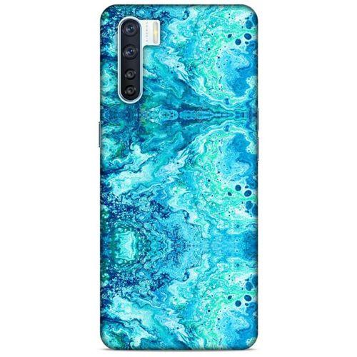 Mermer Desenli (36) Tema Glitter Kılıf Deniz Mavisi Oppo A91 Kılıf