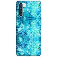 Mermer Desenli (36) Tema Glitter Kılıf Deniz Mavisi Oppo A91 Kılıf