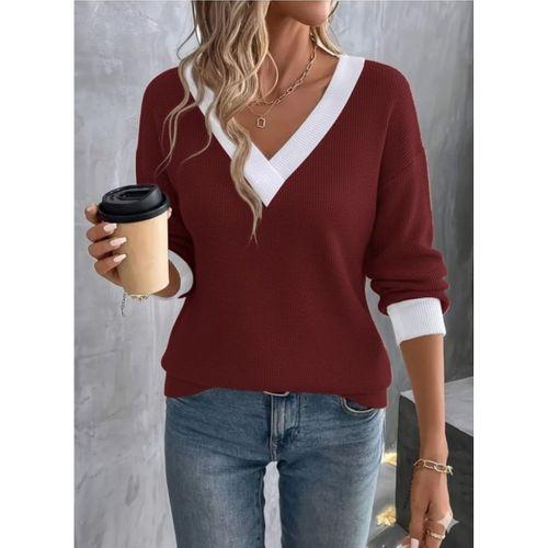 Kadın Uzun Kollu V Yakalı Waffle Bluz