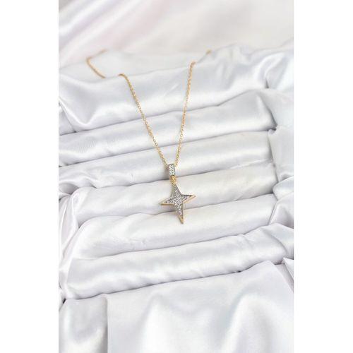 316L Çelik Zincir Gold Renk Kutup Yıldızı Model Zirkon Taşlı Kadın Kolye