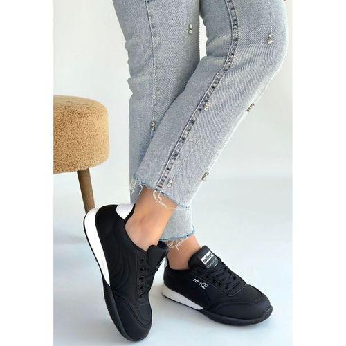 Tawen Siyah Cilt Bağcıklı Spor Ayakkabı