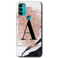 General Mobile GM 21 Plus Kılıf HD Desen Baskılı Arka Kapak - Pembe Mermer Desenli A Harfi