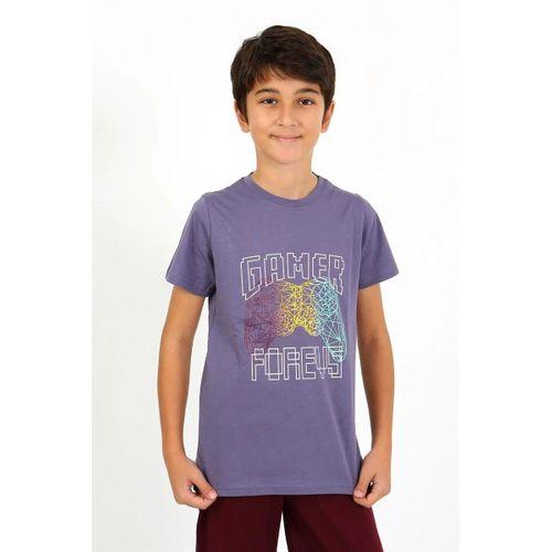 Erkek Çocuk Kısa Kol Penye Pijama Takım Mor