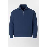 Gibson Oversize Yarım Fermuar Gömlek Polo Yaka Selanik Örme Erkek Triko Kazak - İndigo